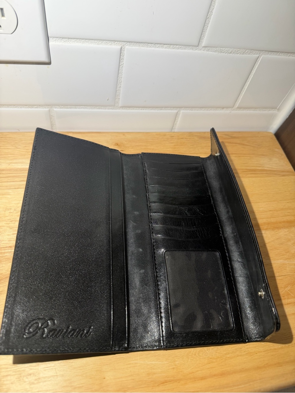 Raviani black leather wallet. Croco w/ crystals - Picture 7 of 9